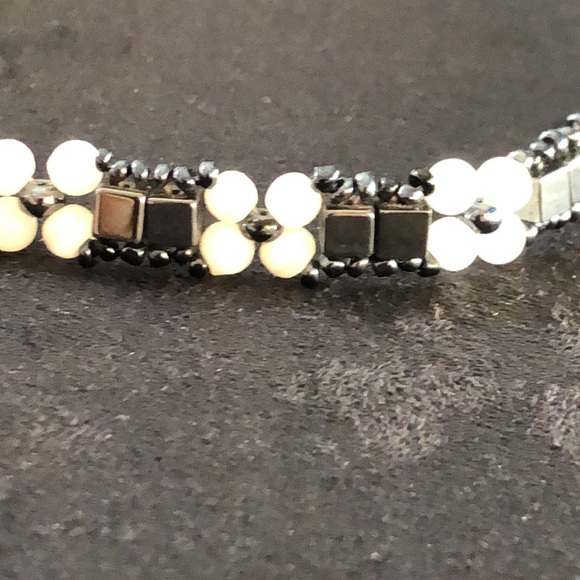 VTG Handmade Mother Of Pearl / Brazilian Hematite / Silver Screw Clasp Necklace. - Picture 8 of 13